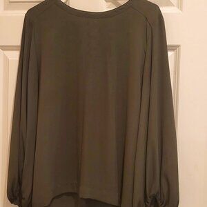 Loft silky olive green blouse size L, NWOT
